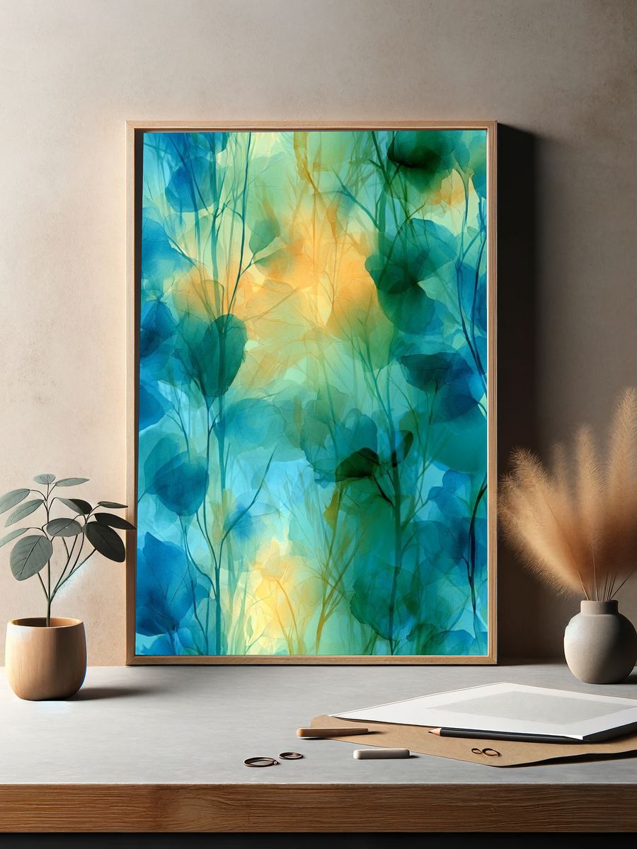 Blue Botanical Canopy Print. — room view 2