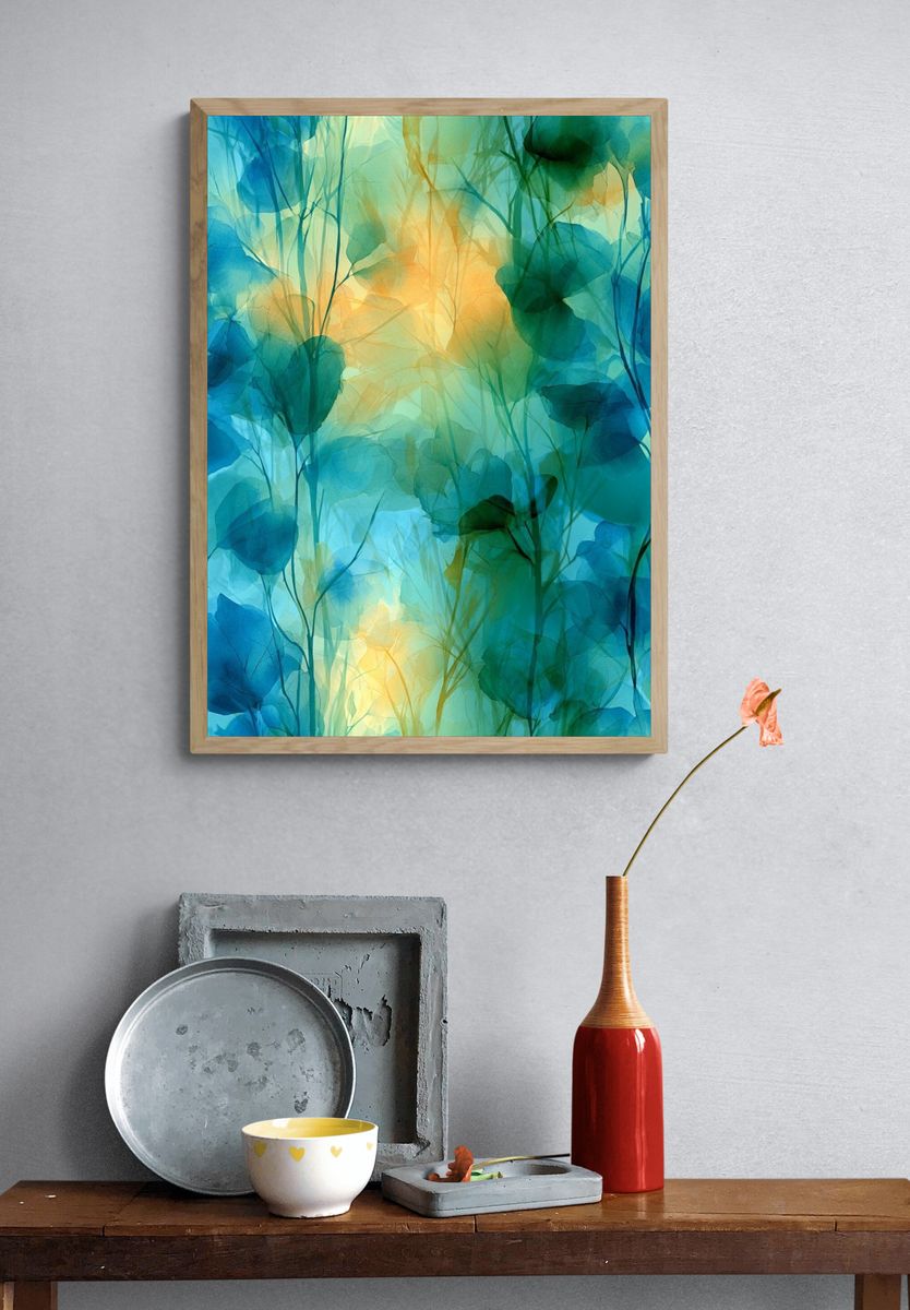 Blue Botanical Canopy Print. — room view 3
