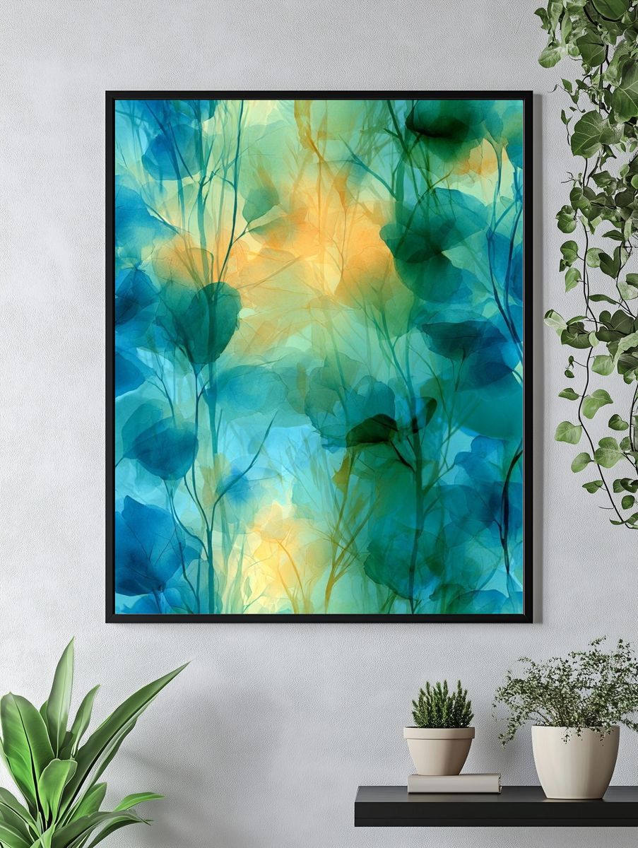Blue Botanical Canopy Print. — room view 4