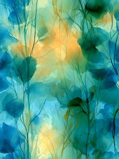 Blue Botanical Canopy Print. poster