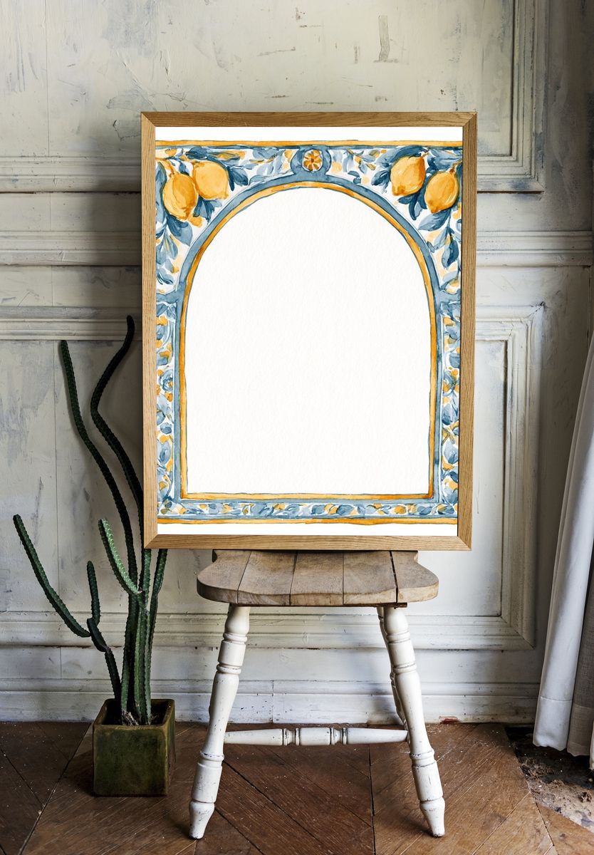 Lemon Floral Arch Frame Print. — room view 1