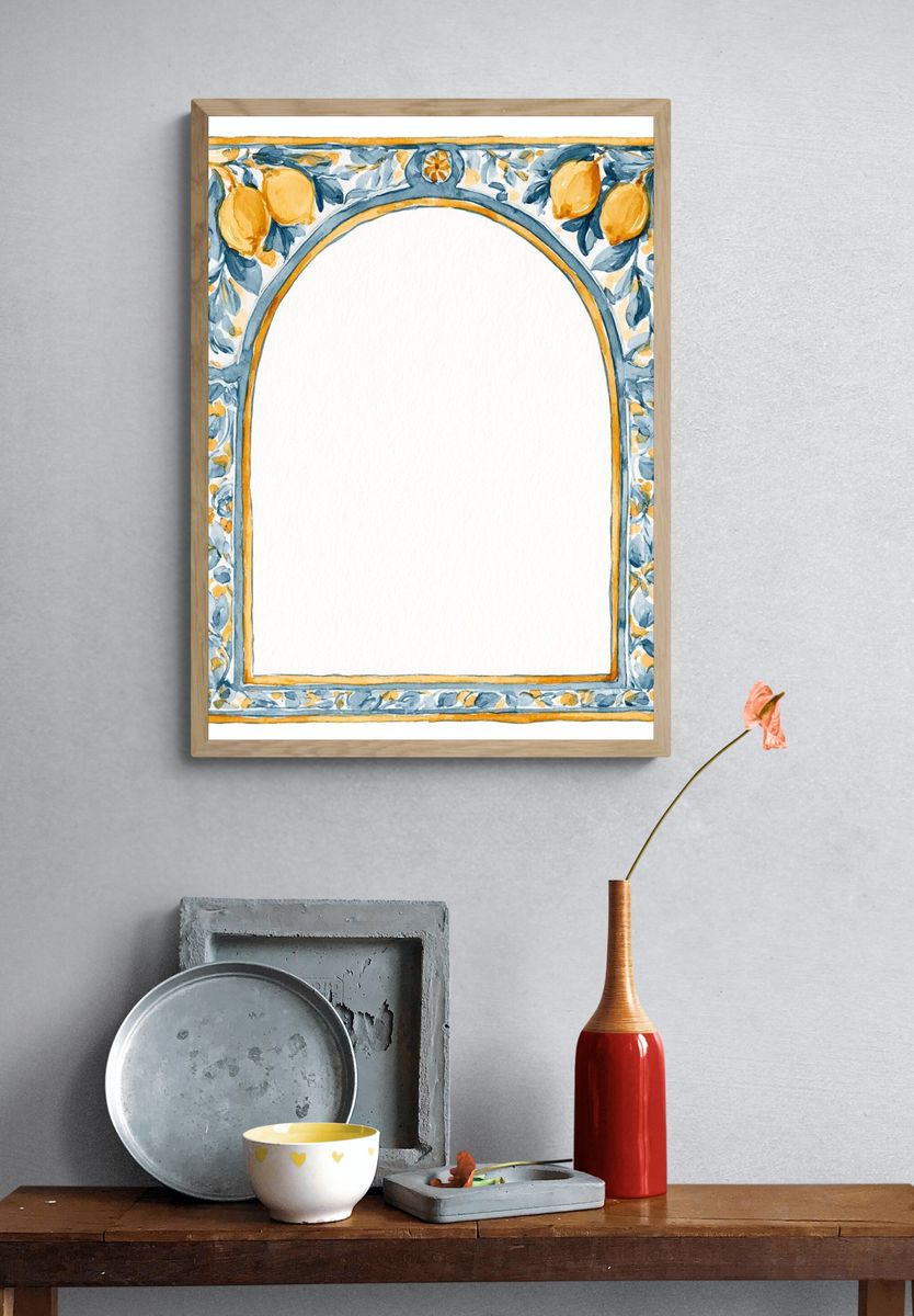 Lemon Floral Arch Frame Print. — room view 3