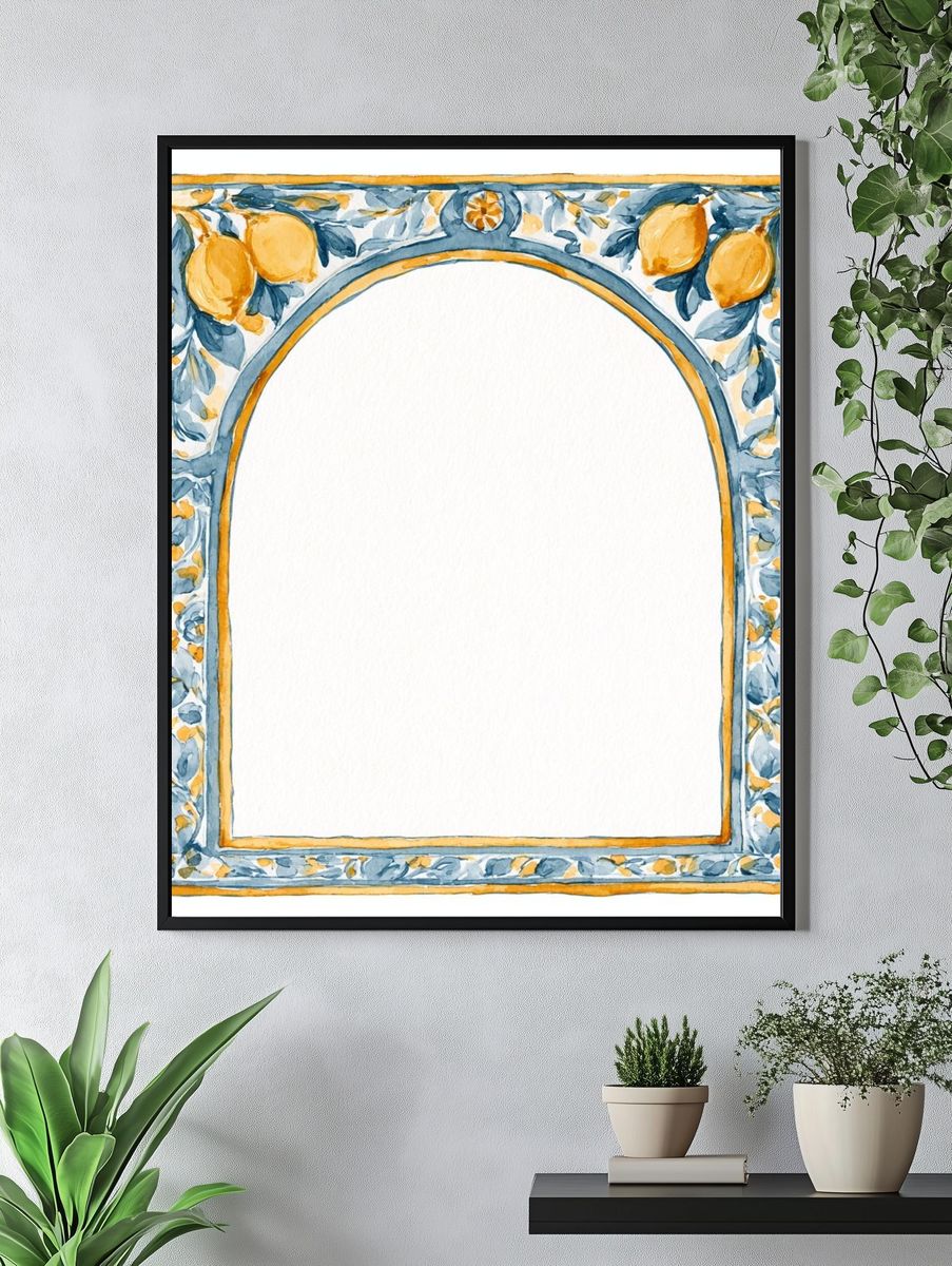 Lemon Floral Arch Frame Print. — room view 4