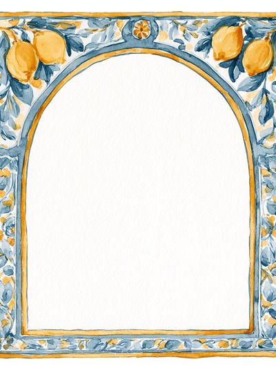 Lemon Floral Arch Frame Print. poster