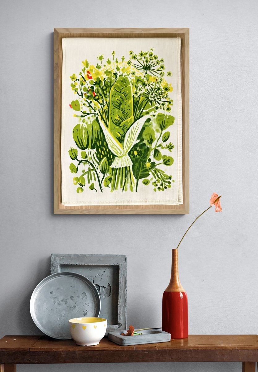 Green Botanical Bouquet Print. — room view 3