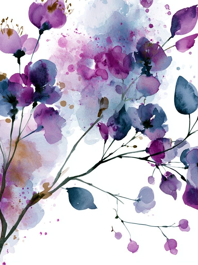 Purple Blossom Watercolor Print. poster — botanical art