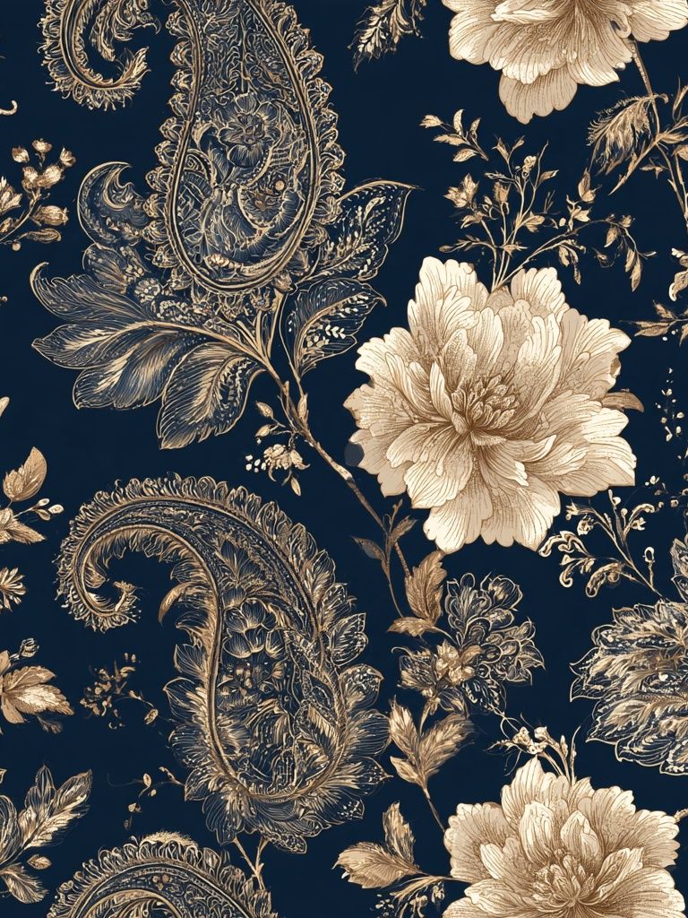 Paisley Floral Vintage Print. poster — botanical art
