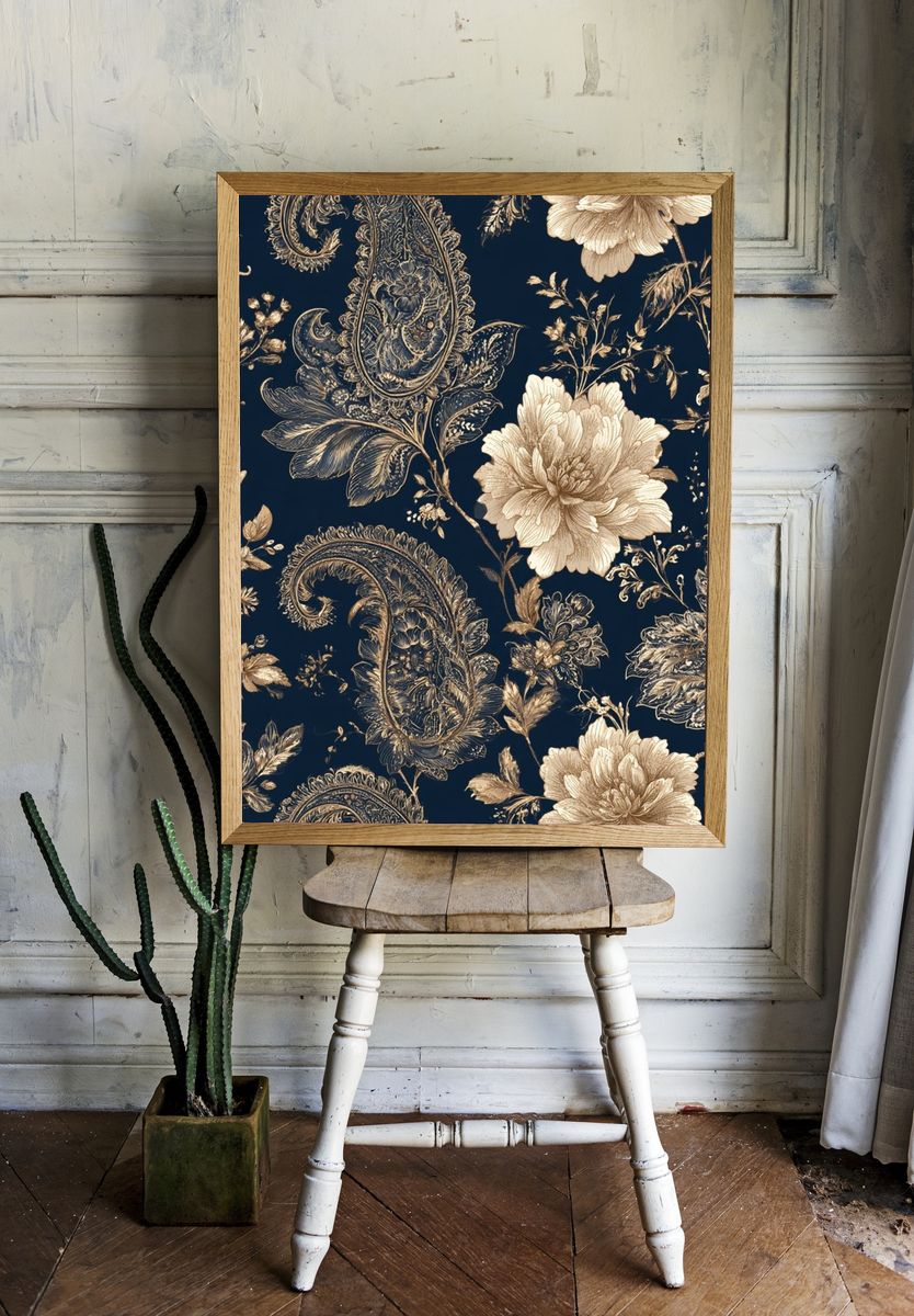 Paisley Floral Vintage Print. — room view 1