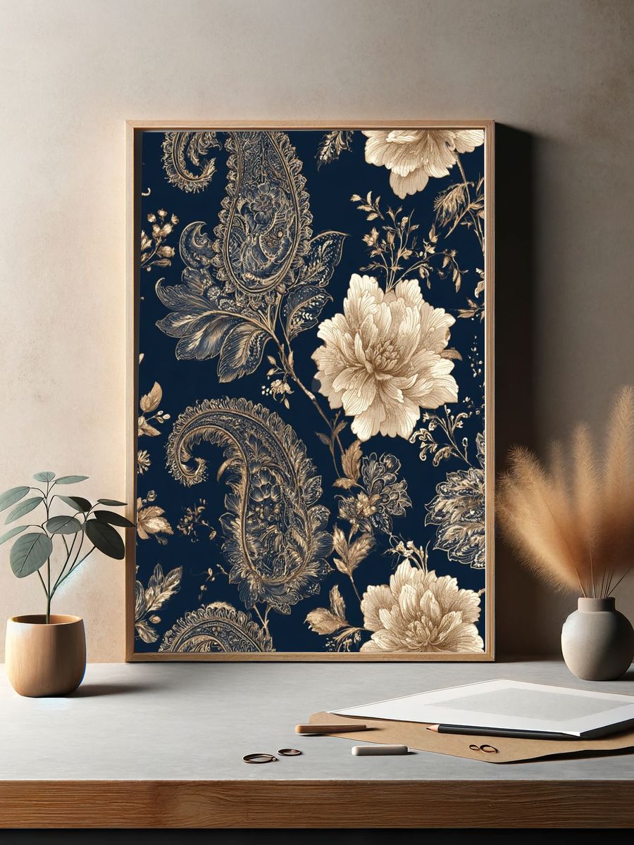 Paisley Floral Vintage Print. — room view 2