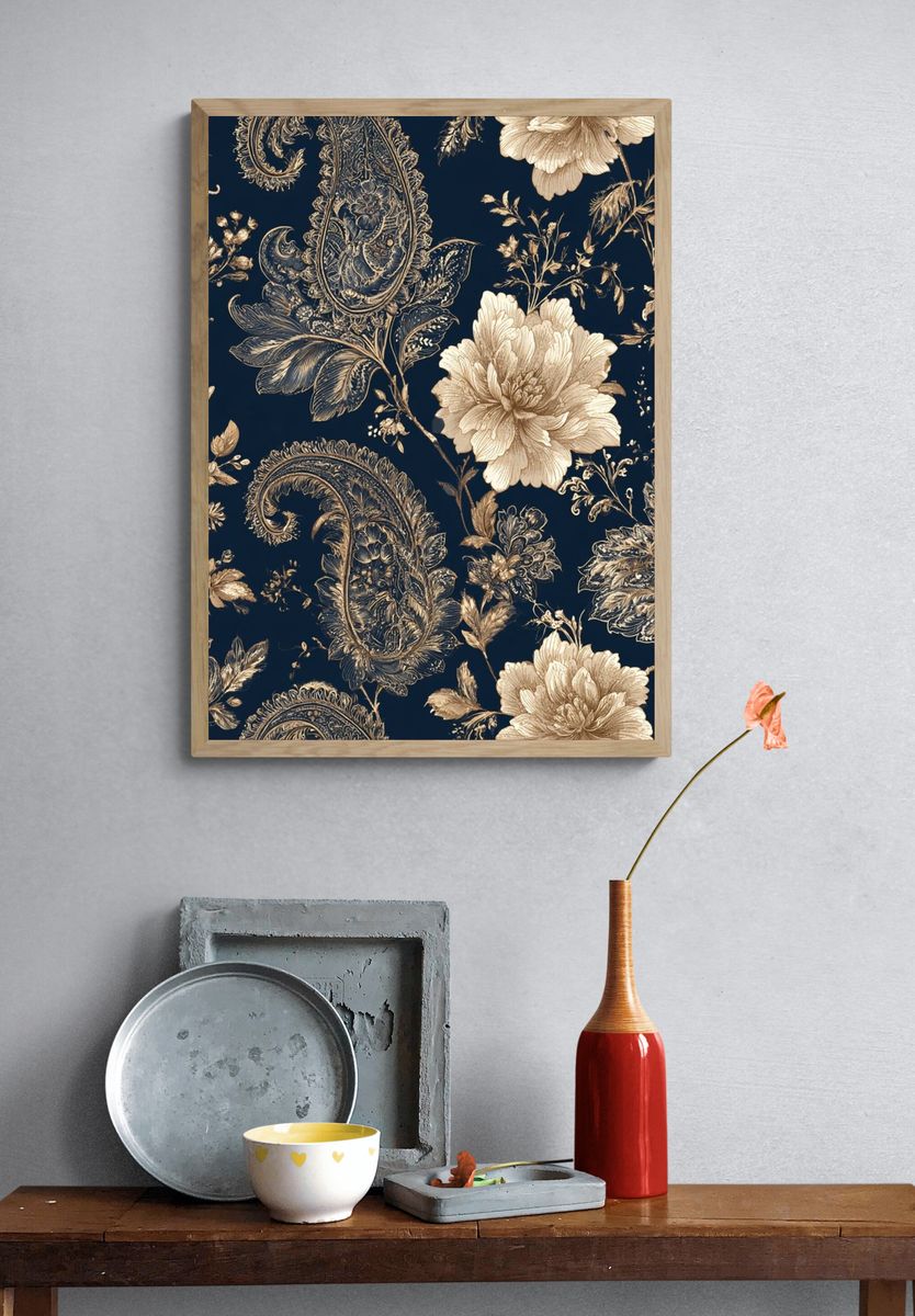 Paisley Floral Vintage Print. — room view 3