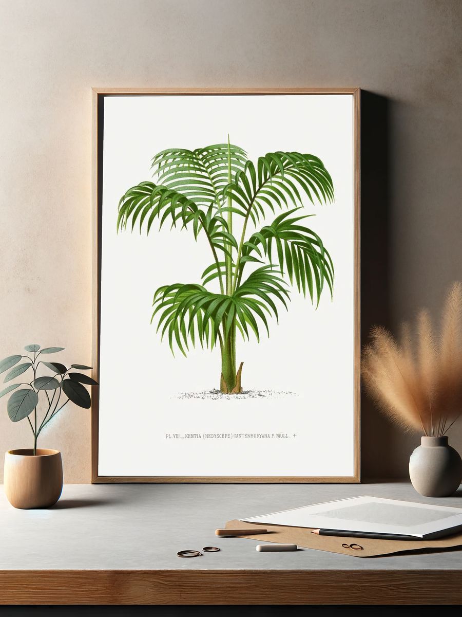 Vintage palm tree illustration. Digitally. — room view 2