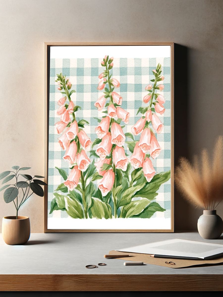 Foxglove Watercolor Botanical Poster. — room view 2