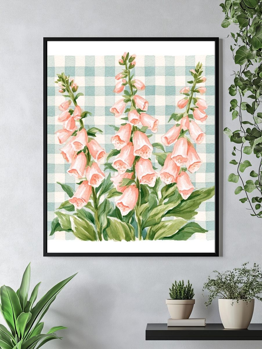 Foxglove Watercolor Botanical Poster. — room view 4