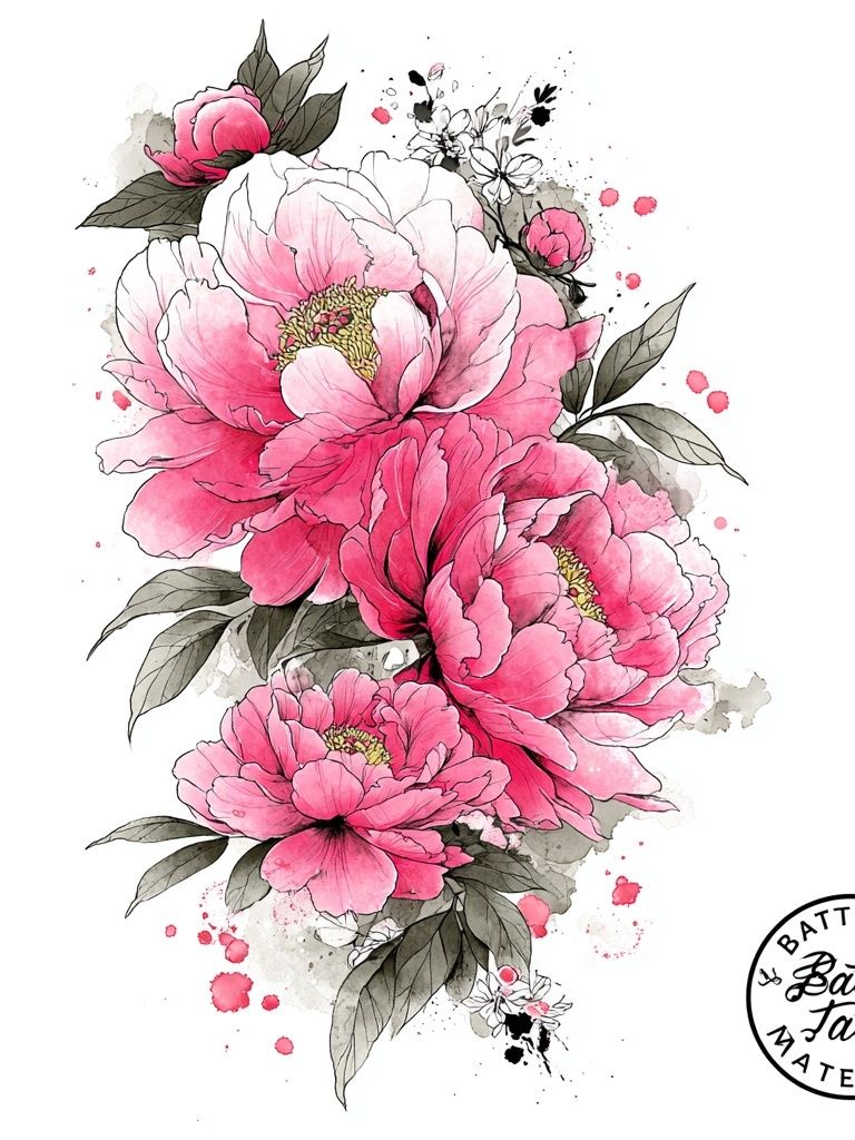 Pink Peony Watercolor Poster. poster — botanical art