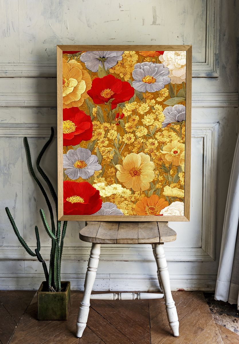 Floral Tapestry Illustration Poster room preview