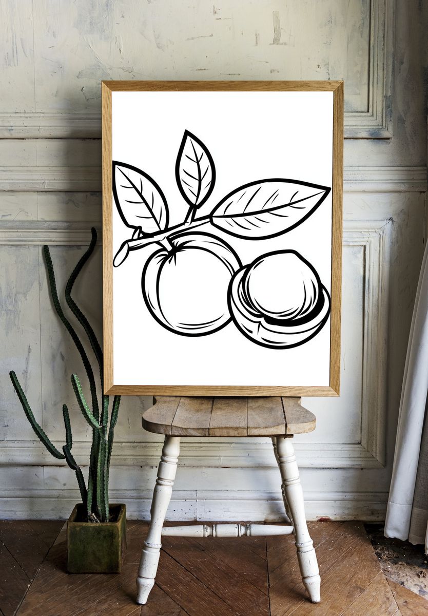 Peach Branch Line Art Poster. — room view 1