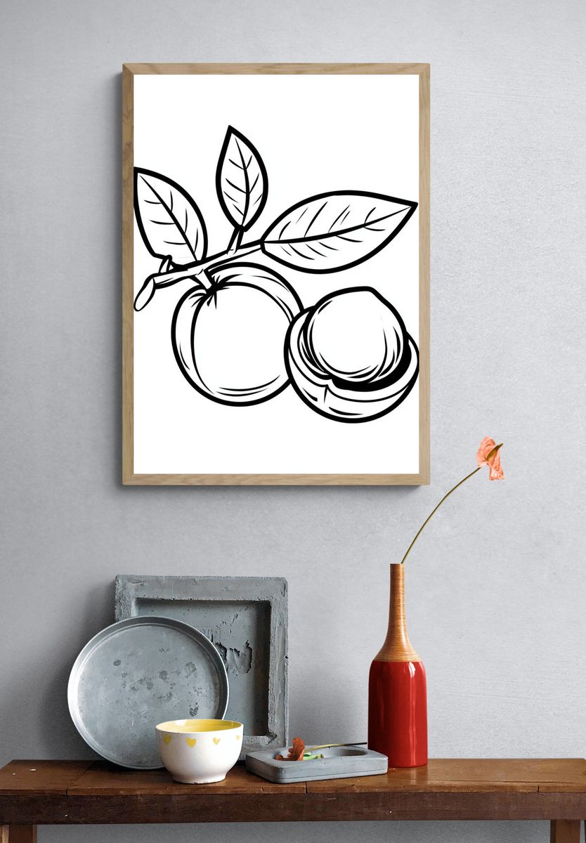 Peach Branch Line Art Poster. — room view 3