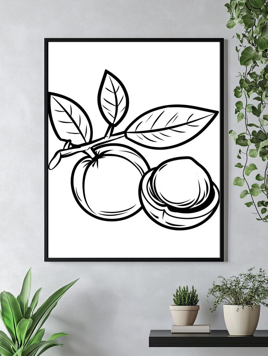 Peach Branch Line Art Poster. — room view 4