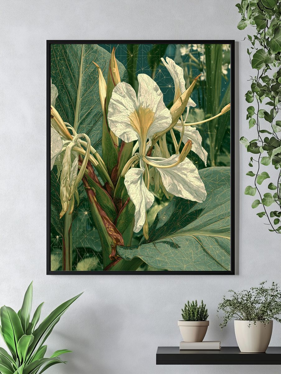 White Iris Botanical Print. — room view 4