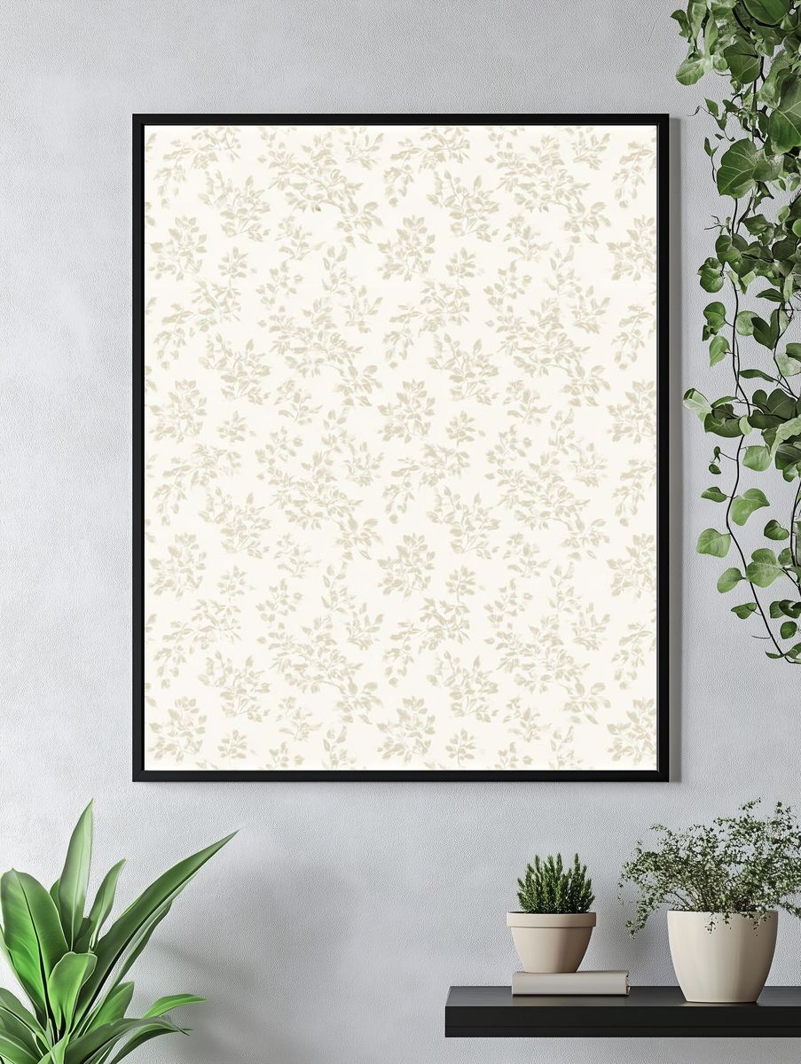 Cream Botanical Pattern Poster. — room view 4