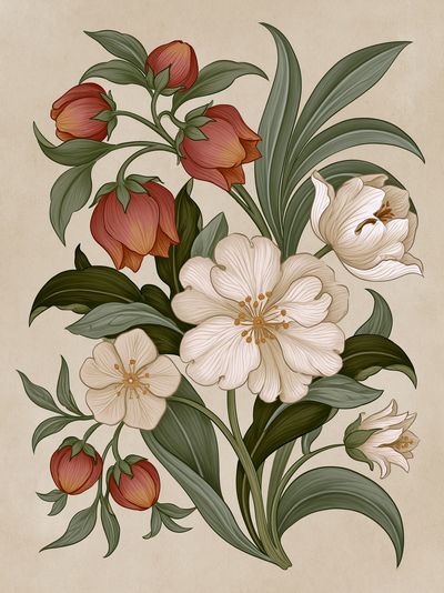 Vintage Tulip Floral Print. poster
