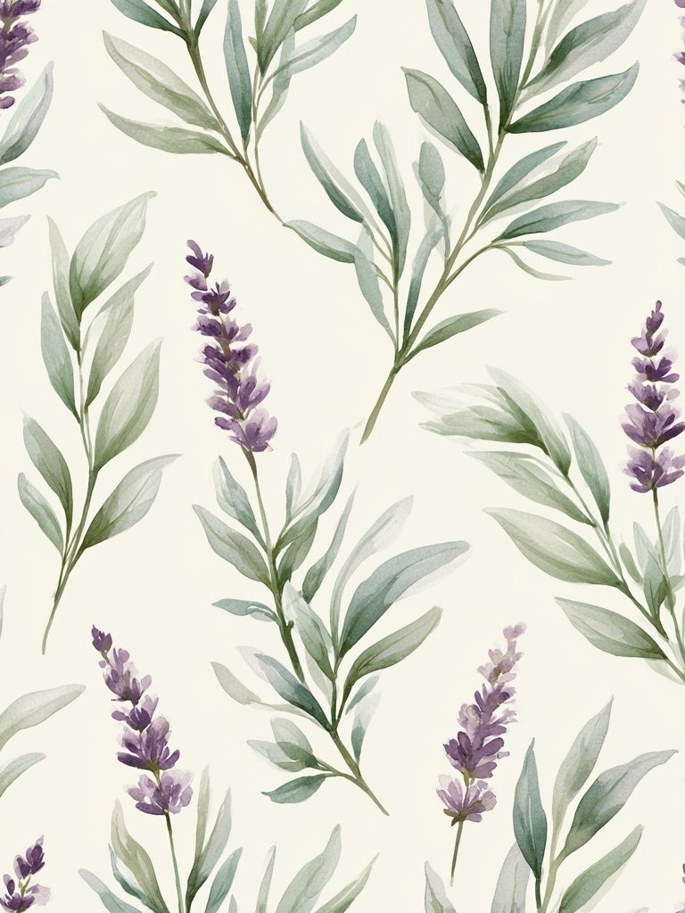 Lavender Eucalyptus Watercolor Print. poster detail