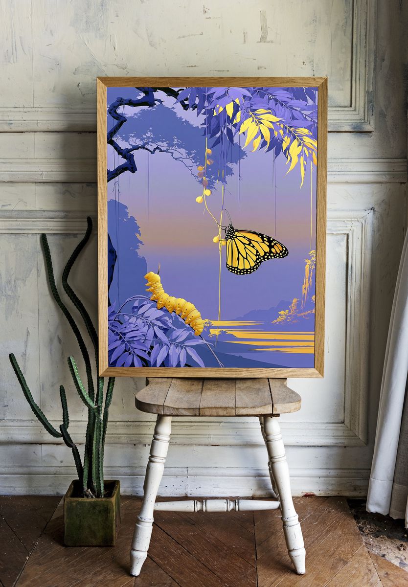 Monarch Butterfly Botanical Print. — room view 1