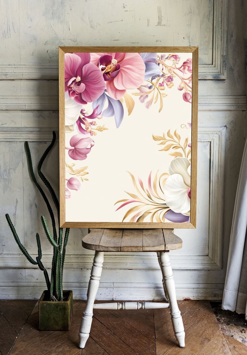 Pastel Orchid Floral Print. room preview