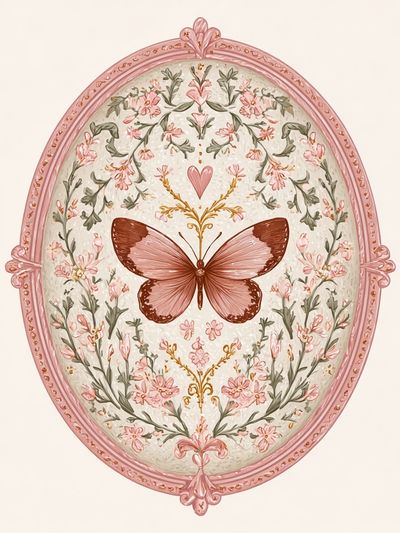 Butterfly Floral Oval Print. poster print