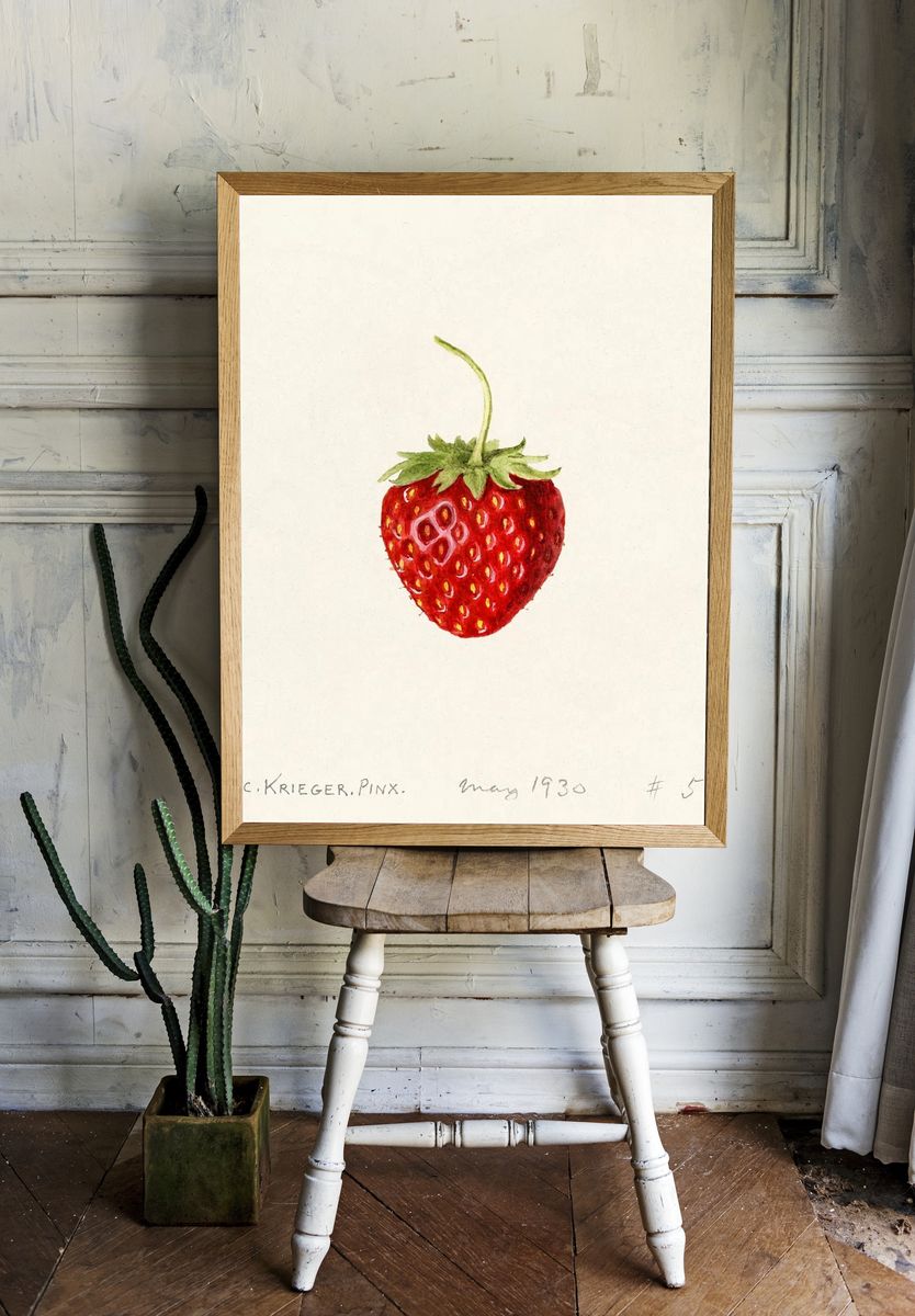 Strawberry Watercolor Print room preview