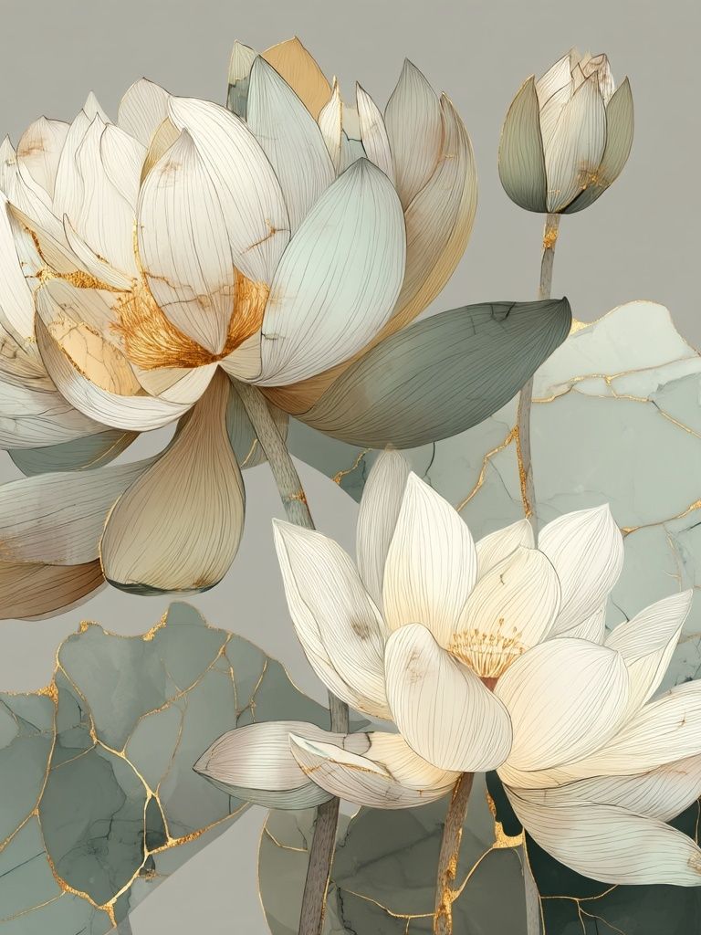 Lotus Bloom Botanical Print. poster detail