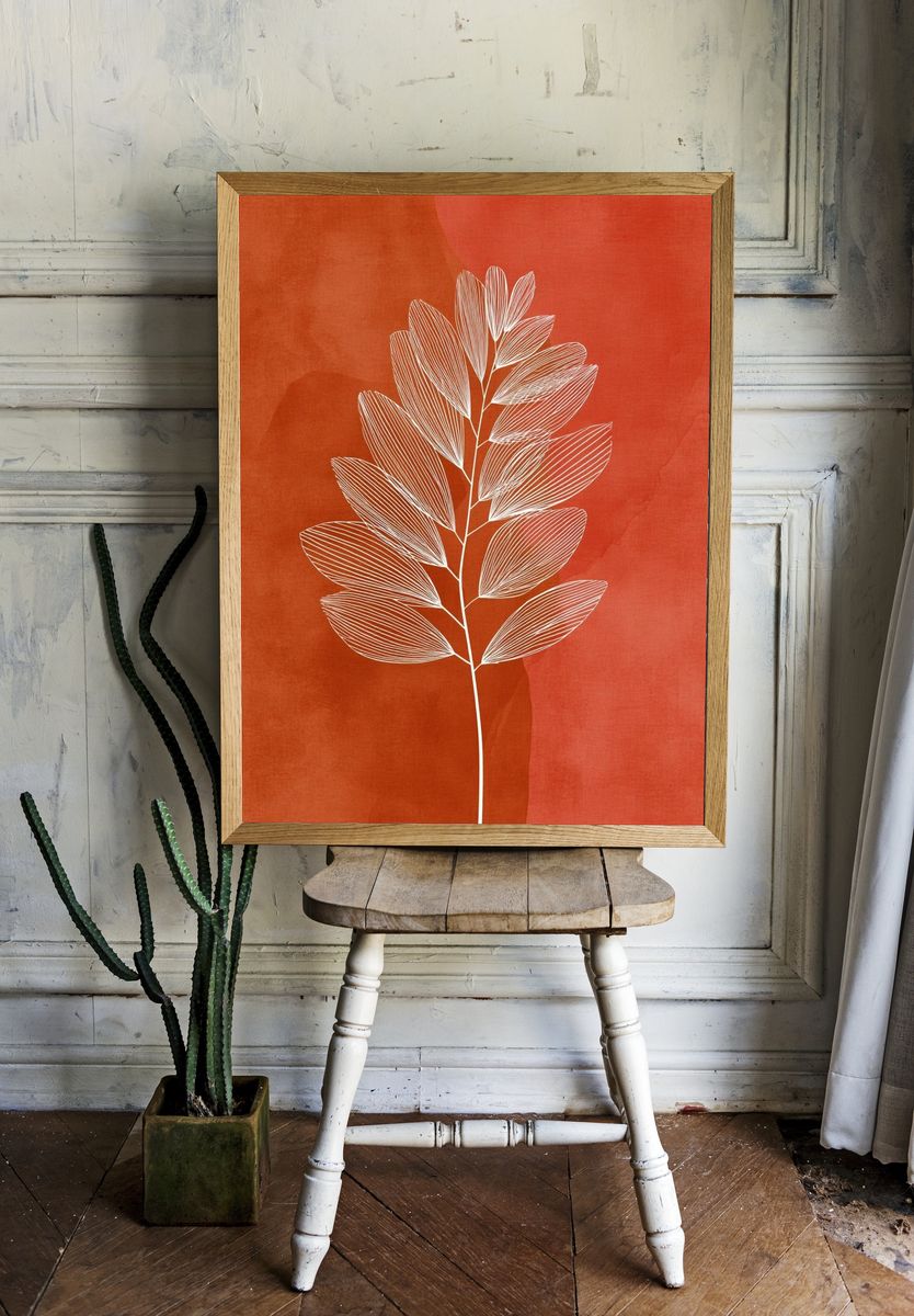 Abstract Leaf Botanical Print. — room view 1
