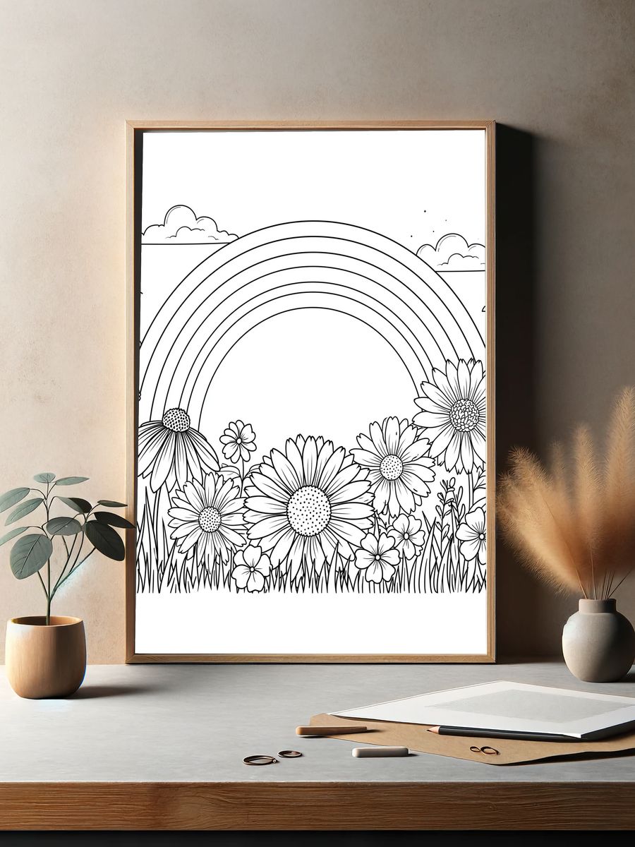 Rainbow Meadow Coloring Poster. — room view 2