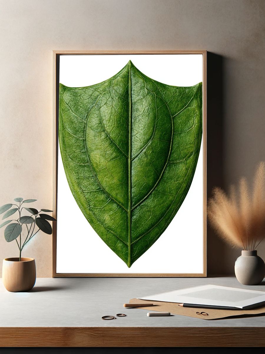 Green Leaf Shield Botanical Print. — room view 2