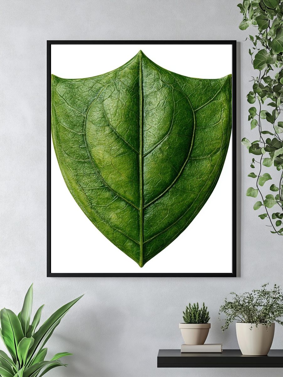 Green Leaf Shield Botanical Print. — room view 4