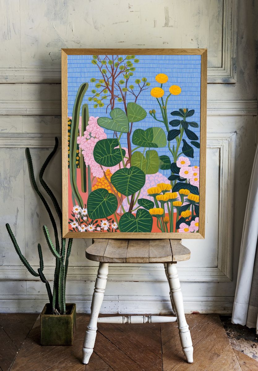 Tropical Garden Illustration Poster. — room view 1