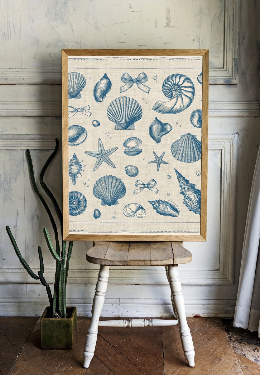 Seashell Collection Vintage Print. room preview