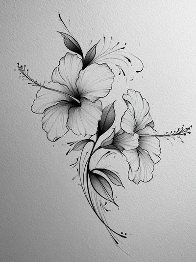 Hibiscus Ink Floral Poster. poster