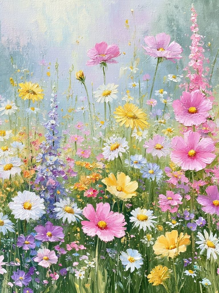Pastel Wildflower Meadow Print. poster — botanical art