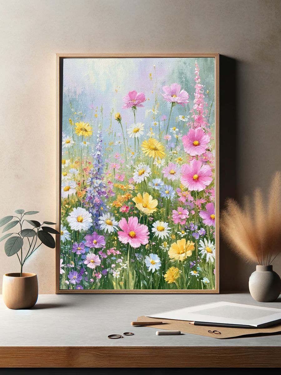 Pastel Wildflower Meadow Print. — room view 2