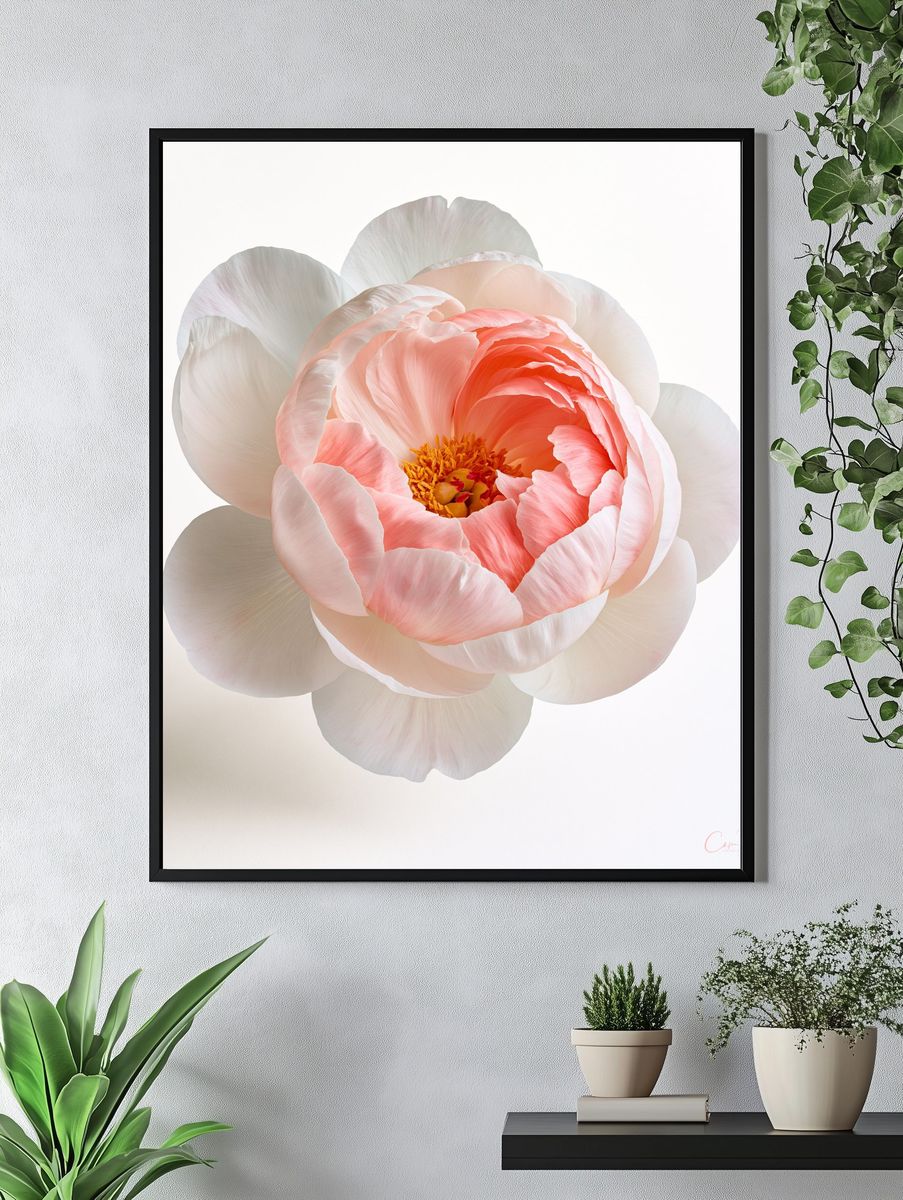 Peony Bloom Botanical Print. — room view 4