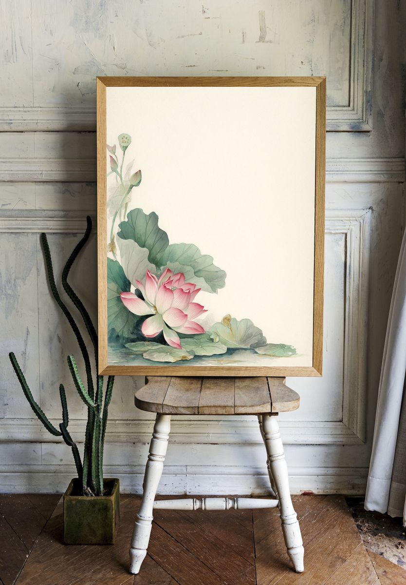 Lotus Bloom Watercolor Print room preview