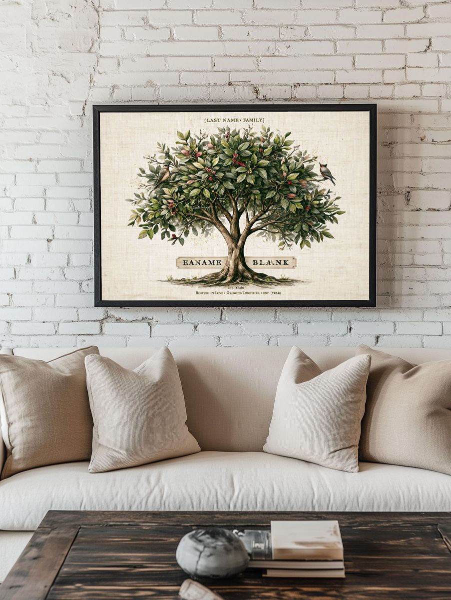 Family Tree Botanical Print. room preview