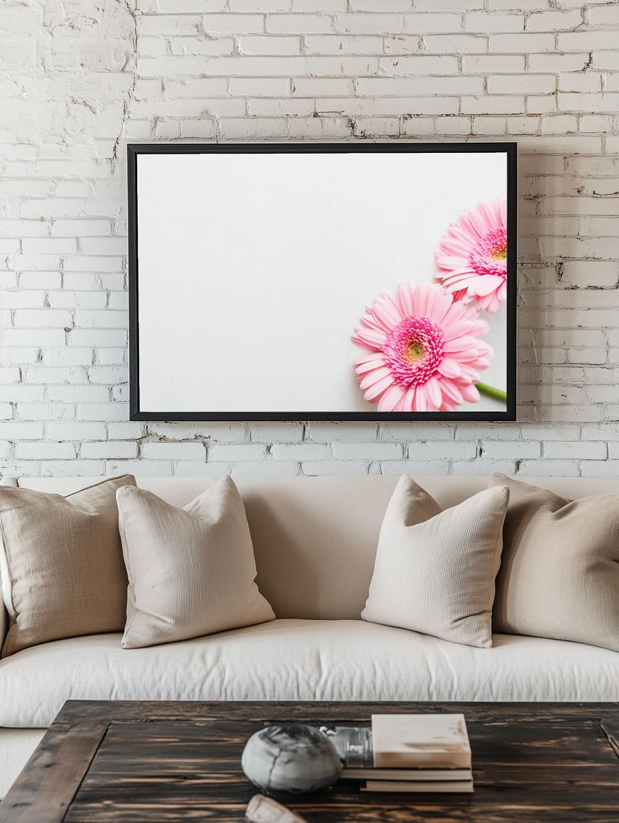 Single light pink Gerbera daisy. — room view 1