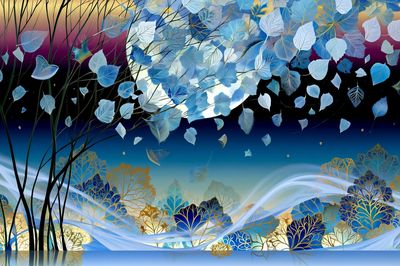 Floating Leaves Dreamscape Poster. poster print