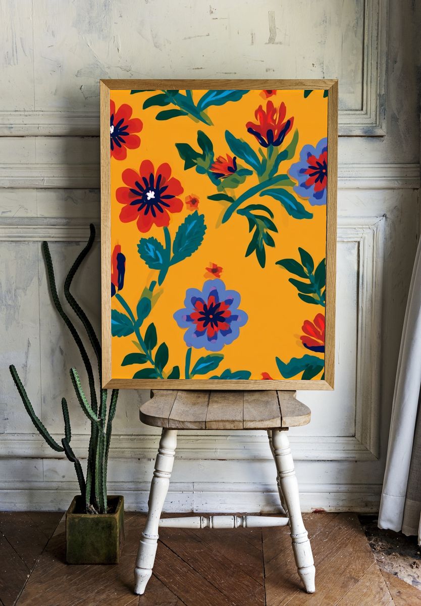 Tropical Floral Pattern Print. — room view 1