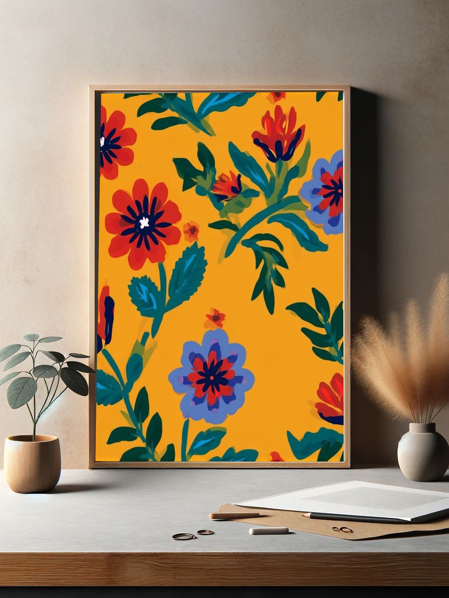 Tropical Floral Pattern Print. — room view 2