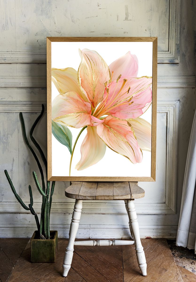 Pastel Lily Bloom Print. — room view 1