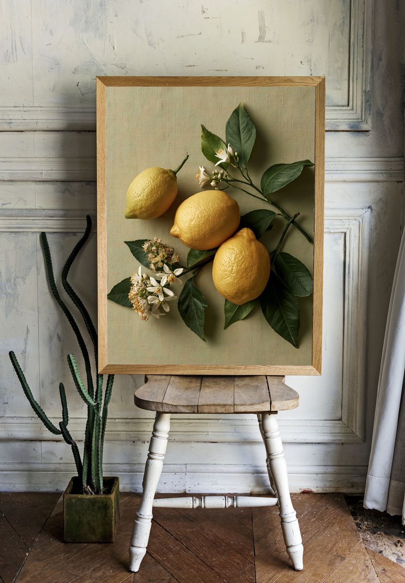 Lemons and Blossoms Botanical Print. — room view 1