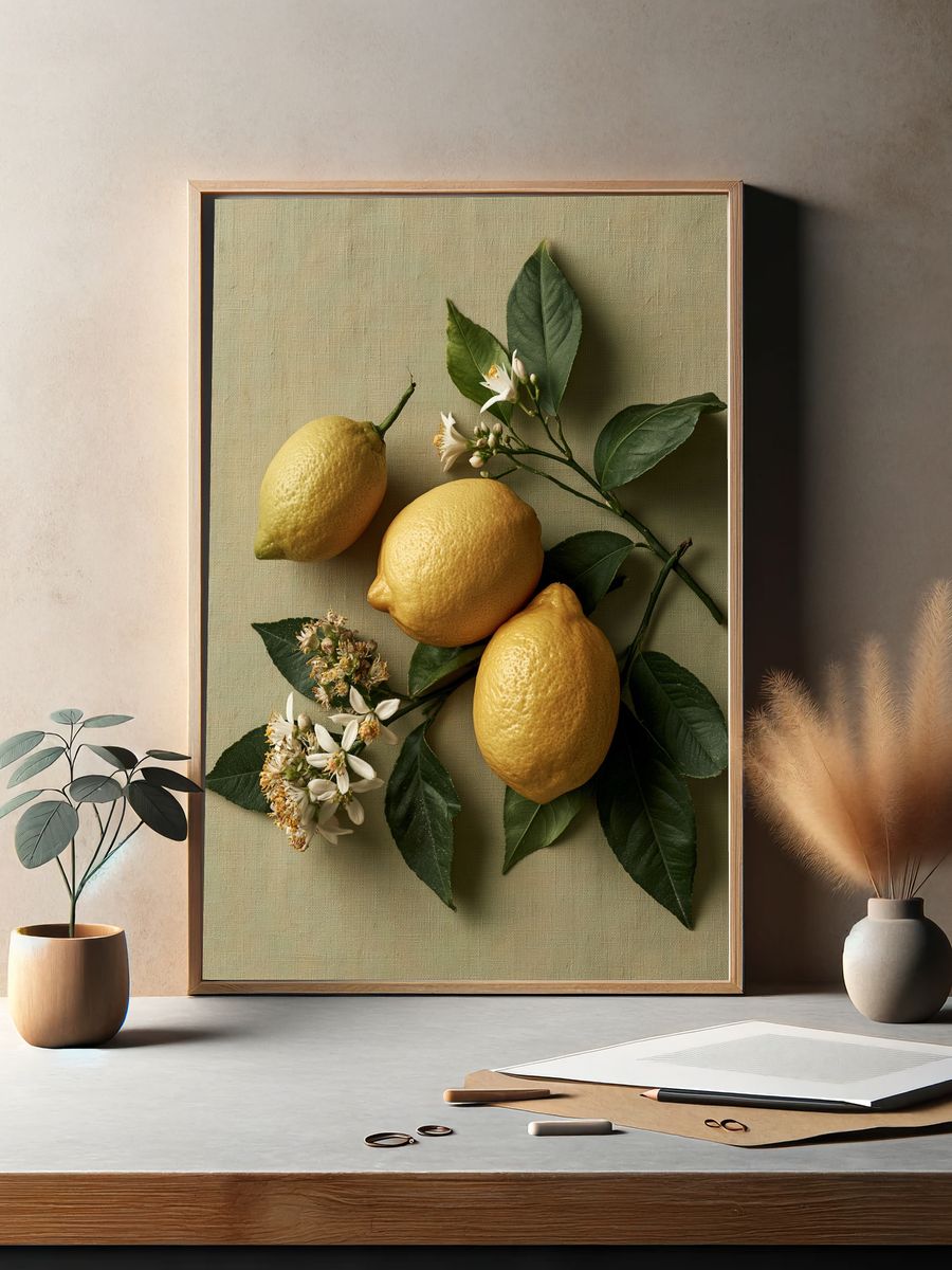 Lemons and Blossoms Botanical Print. — room view 2